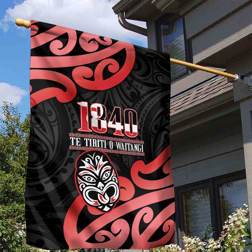 New Zealand 1840 Waitangi Day Garden Flag Aotearoa Haka Mask - Red Version