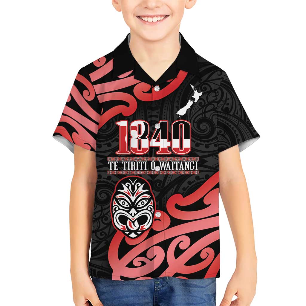 New Zealand 1840 Waitangi Day Hawaiian Shirt Aotearoa Haka Mask - Red Version