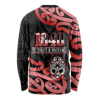 New Zealand 1840 Waitangi Day Long Sleeve Shirt Aotearoa Haka Mask - Red Version