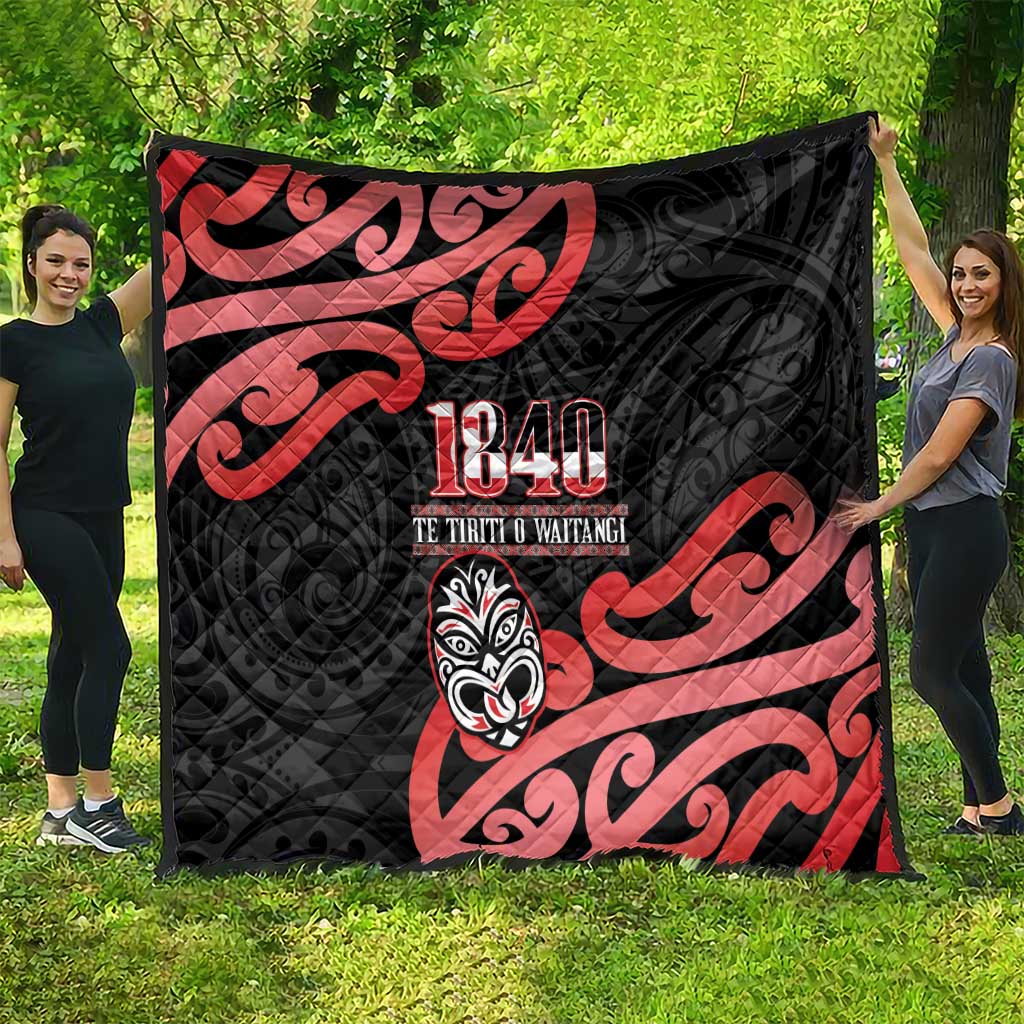New Zealand 1840 Waitangi Day Quilt Aotearoa Haka Mask - Red Version