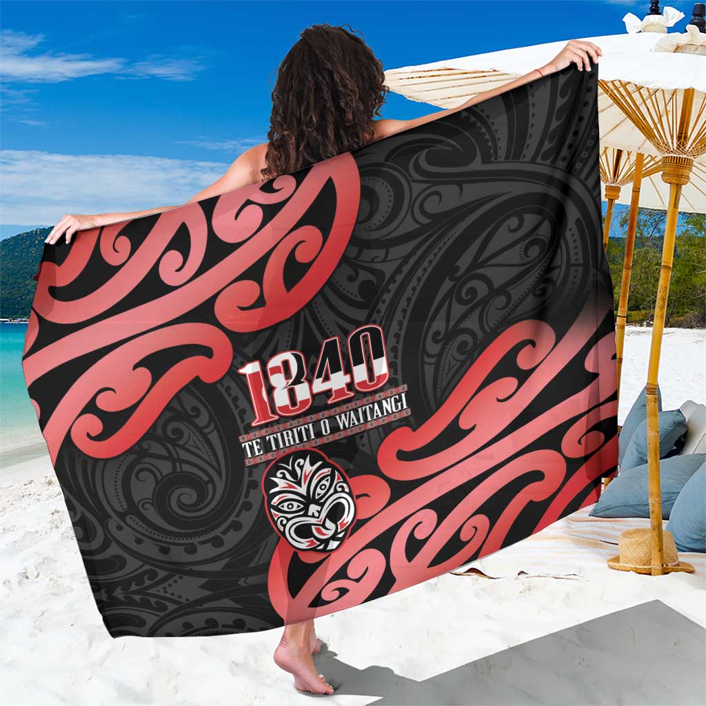 New Zealand 1840 Waitangi Day Sarong Aotearoa Haka Mask - Red Version LT14 One Size 44 x 66 inches Red - Polynesian Pride