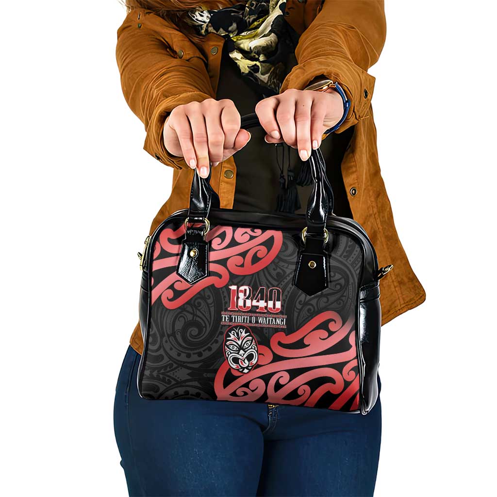 New Zealand 1840 Waitangi Day Shoulder Handbag Aotearoa Haka Mask - Red Version LT14 One Size Red - Polynesian Pride