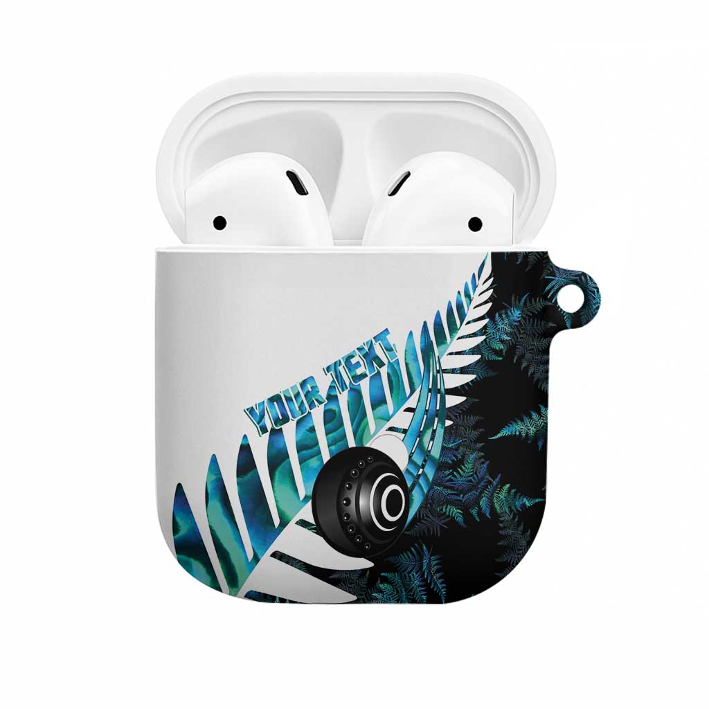 New Zealand Lawn Bowls Custom AirPods Case Aotearoa Silver Fern Paua Shell LT14 Black - Polynesian Pride