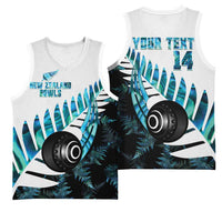 New Zealand Lawn Bowls Custom Basketball Jersey Aotearoa Silver Fern Paua Shell - Polynesian Pride