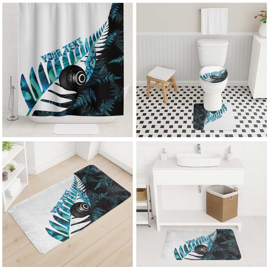 New Zealand Lawn Bowls Custom Bathroom Set Aotearoa Silver Fern Paua Shell - Polynesian Pride