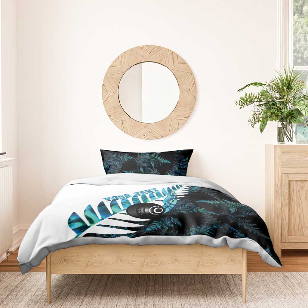 New Zealand Lawn Bowls Custom Bedding Set Aotearoa Silver Fern Paua Shell - Polynesian Pride
