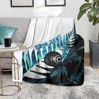 New Zealand Lawn Bowls Custom Blanket Aotearoa Silver Fern Paua Shell - Polynesian Pride