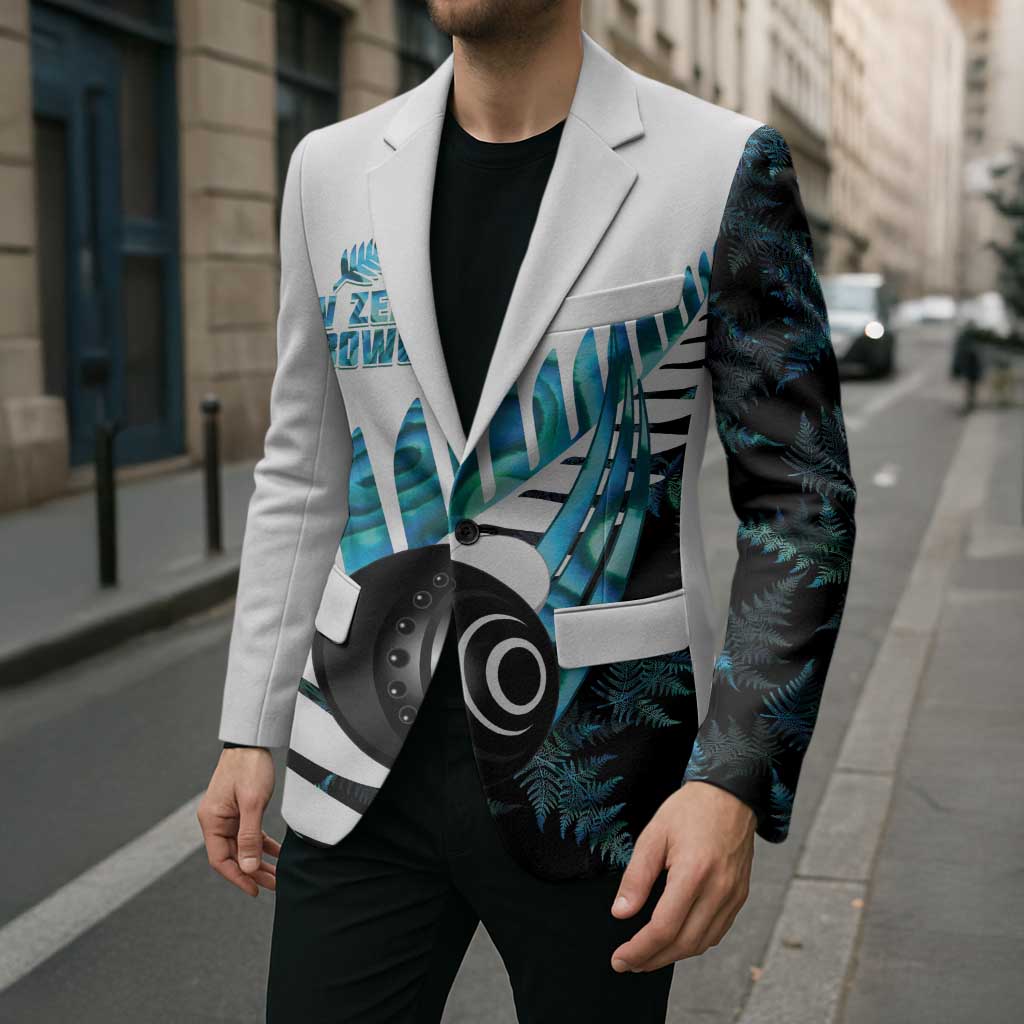 New Zealand Lawn Bowls Custom Blazer Aotearoa Silver Fern Paua Shell - Polynesian Pride