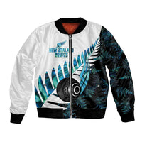 New Zealand Lawn Bowls Custom Bomber Jacket Aotearoa Silver Fern Paua Shell - Polynesian Pride