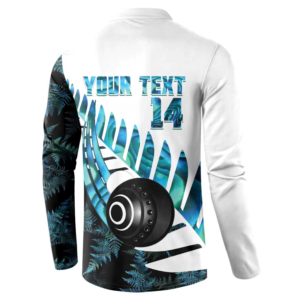 New Zealand Lawn Bowls Custom Button Sweatshirt Aotearoa Silver Fern Paua Shell - Polynesian Pride
