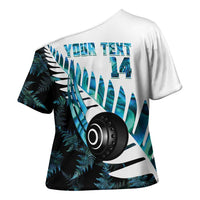 New Zealand Lawn Bowls Custom Cross Shoulder Shirt Aotearoa Silver Fern Paua Shell - Polynesian Pride