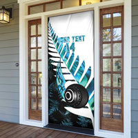 New Zealand Lawn Bowls Custom Door Cover Aotearoa Silver Fern Paua Shell - Polynesian Pride