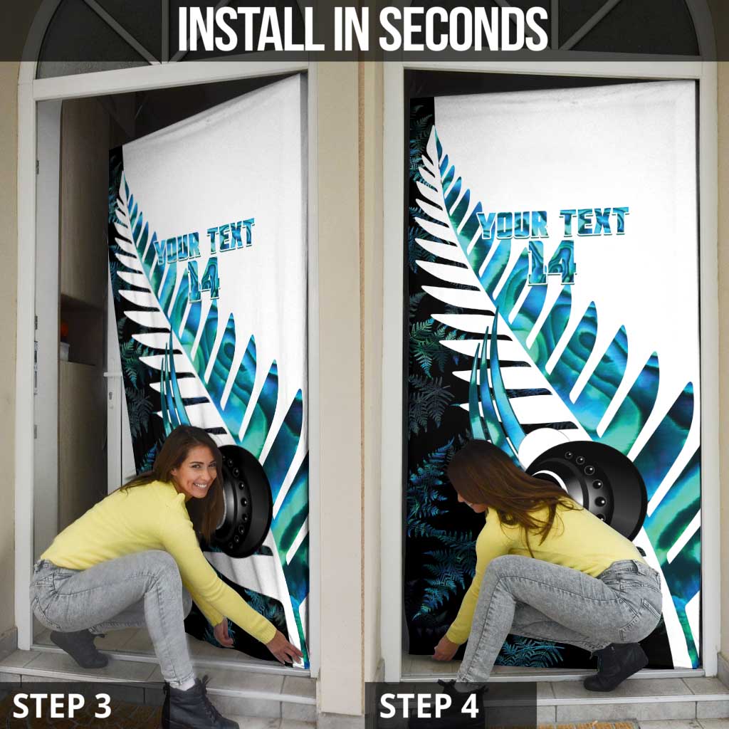 New Zealand Lawn Bowls Custom Door Cover Aotearoa Silver Fern Paua Shell - Polynesian Pride