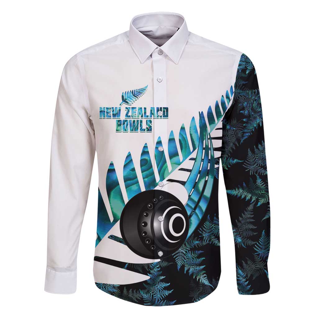 New Zealand Lawn Bowls Custom Family Matching Long Sleeve Bodycon Dress and Hawaiian Shirt Aotearoa Silver Fern Paua Shell - Polynesian Pride