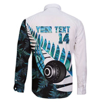New Zealand Lawn Bowls Custom Family Matching Off The Shoulder Long Sleeve Dress and Hawaiian Shirt Aotearoa Silver Fern Paua Shell - Polynesian Pride