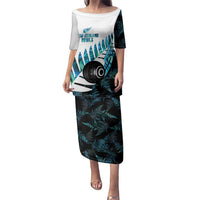 New Zealand Lawn Bowls Custom Family Matching Puletasi and Hawaiian Shirt Aotearoa Silver Fern Paua Shell - Polynesian Pride