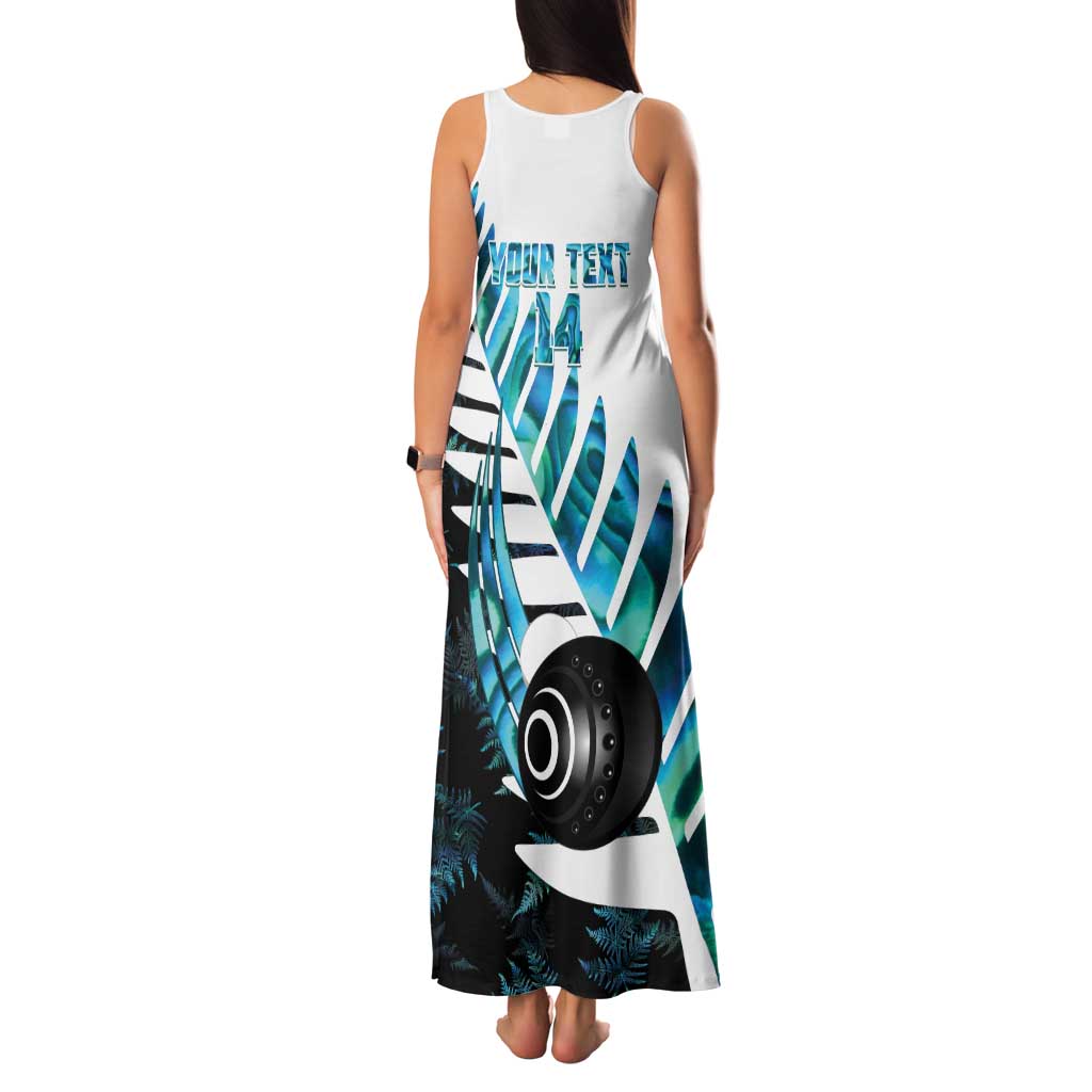 New Zealand Lawn Bowls Custom Family Matching Tank Maxi Dress and Hawaiian Shirt Aotearoa Silver Fern Paua Shell - Polynesian Pride