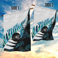 New Zealand Lawn Bowls Custom Garden Flag Aotearoa Silver Fern Paua Shell - Polynesian Pride