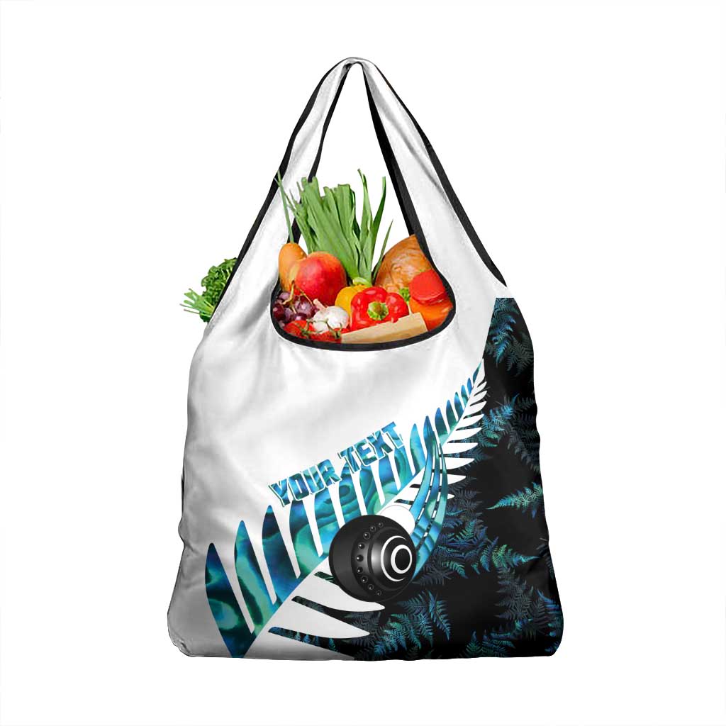 New Zealand Lawn Bowls Custom Grocery Bag Aotearoa Silver Fern Paua Shell LT14 1-pack One Size Black - Polynesian Pride