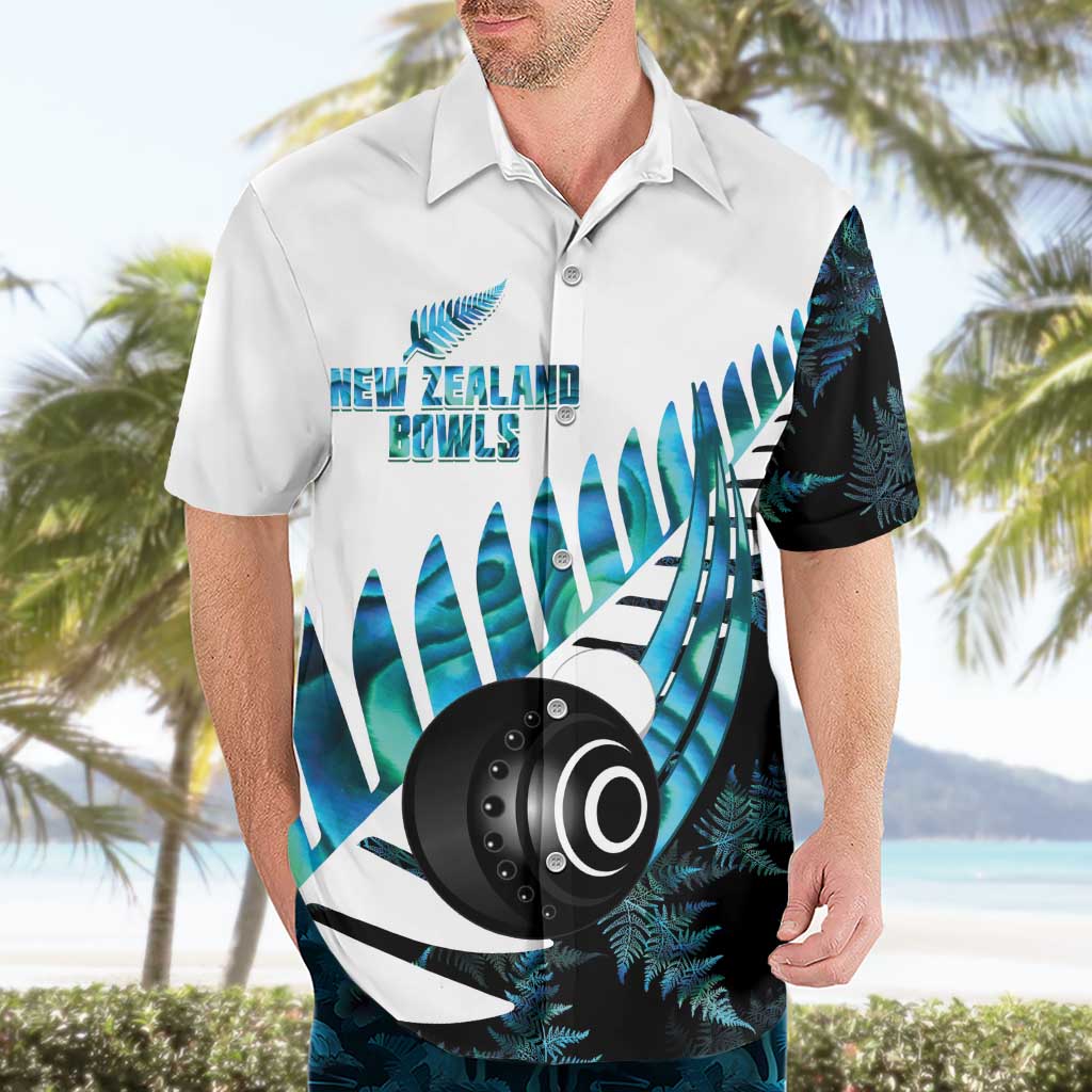 New Zealand Lawn Bowls Custom Hawaiian Shirt Aotearoa Silver Fern Paua Shell - Polynesian Pride