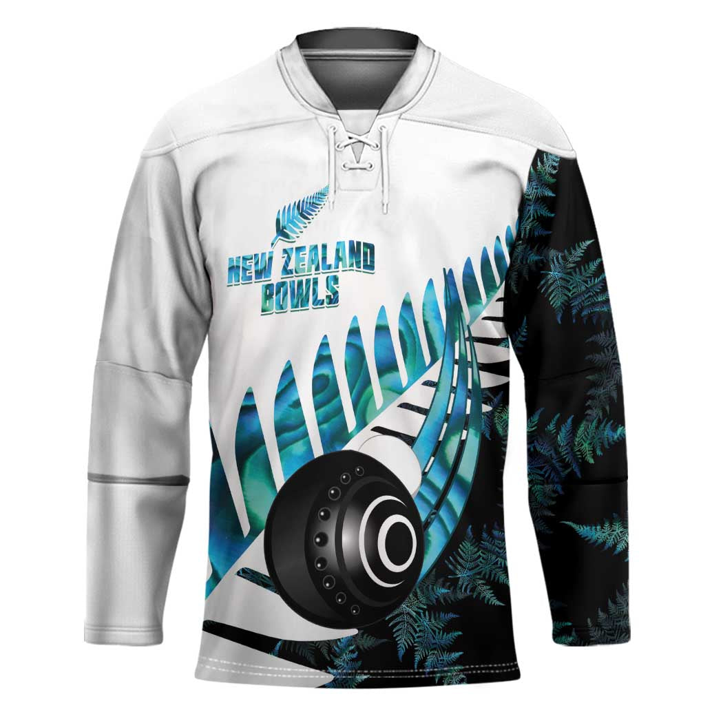 New Zealand Lawn Bowls Custom Hockey Jersey Aotearoa Silver Fern Paua Shell - Polynesian Pride