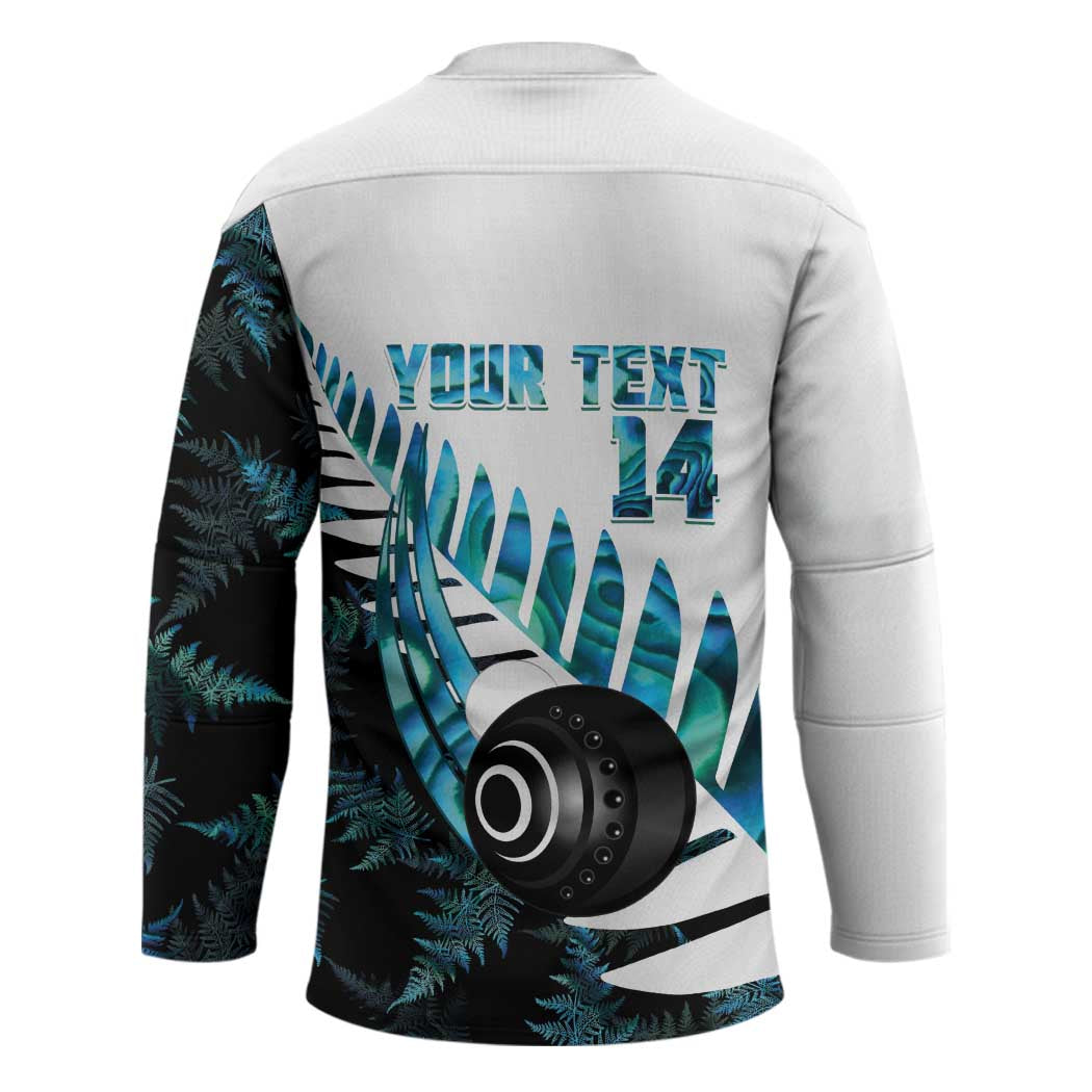 New Zealand Lawn Bowls Custom Hockey Jersey Aotearoa Silver Fern Paua Shell - Polynesian Pride