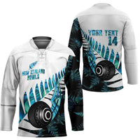 New Zealand Lawn Bowls Custom Hockey Jersey Aotearoa Silver Fern Paua Shell - Polynesian Pride