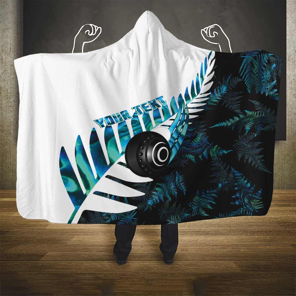 New Zealand Lawn Bowls Custom Hooded Blanket Aotearoa Silver Fern Paua Shell - Polynesian Pride