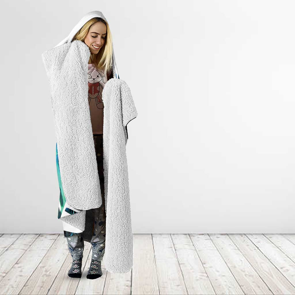 New Zealand Lawn Bowls Custom Hooded Blanket Aotearoa Silver Fern Paua Shell - Polynesian Pride