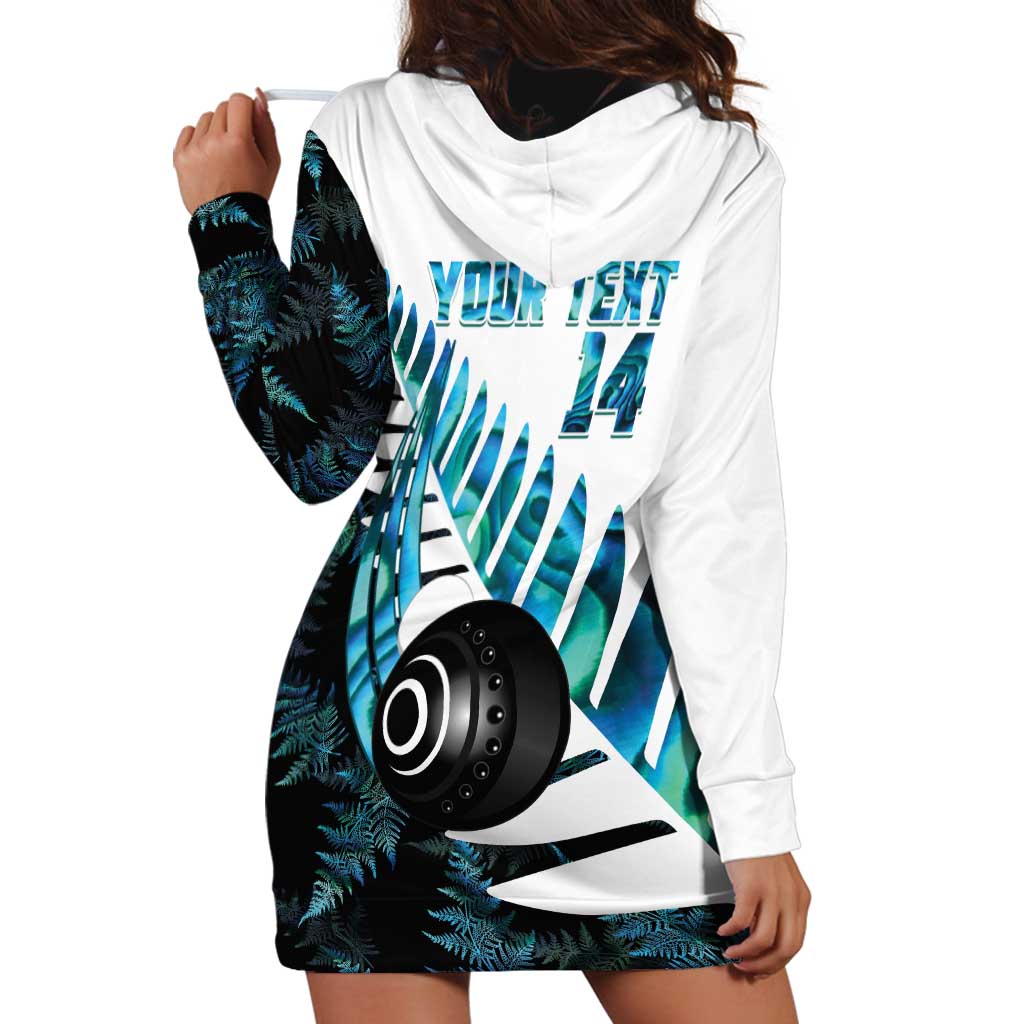 New Zealand Lawn Bowls Custom Hoodie Dress Aotearoa Silver Fern Paua Shell - Polynesian Pride