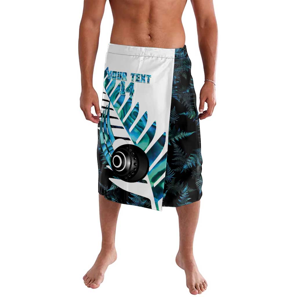 New Zealand Lawn Bowls Custom Lavalava Aotearoa Silver Fern Paua Shell LT14 Black - Polynesian Pride