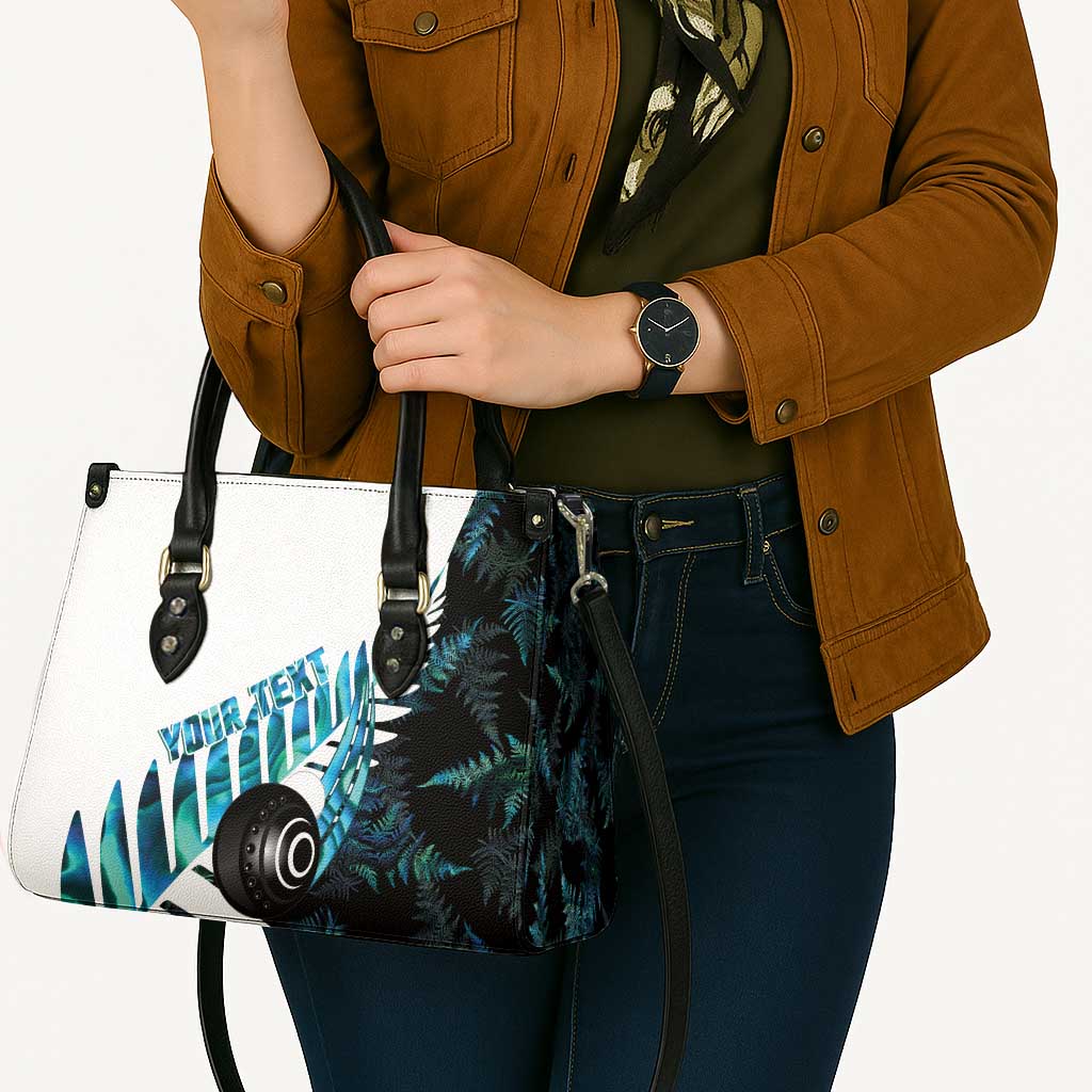 New Zealand Lawn Bowls Custom Leather Bag Aotearoa Silver Fern Paua Shell - Polynesian Pride