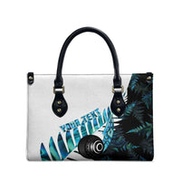 New Zealand Lawn Bowls Custom Leather Bag Aotearoa Silver Fern Paua Shell - Polynesian Pride