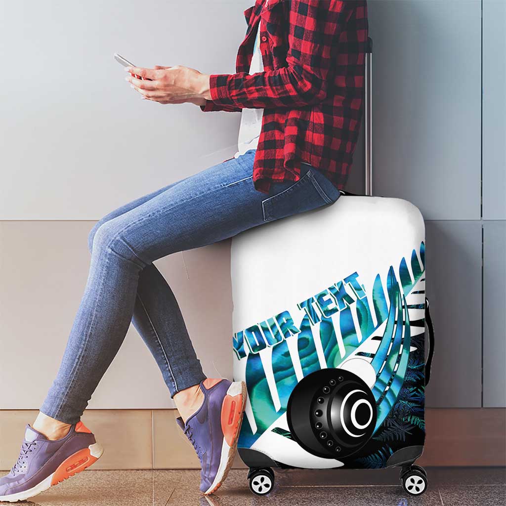 New Zealand Lawn Bowls Custom Luggage Cover Aotearoa Silver Fern Paua Shell - Polynesian Pride