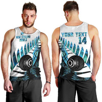 New Zealand Lawn Bowls Custom Men Tank Top Aotearoa Silver Fern Paua Shell - Polynesian Pride