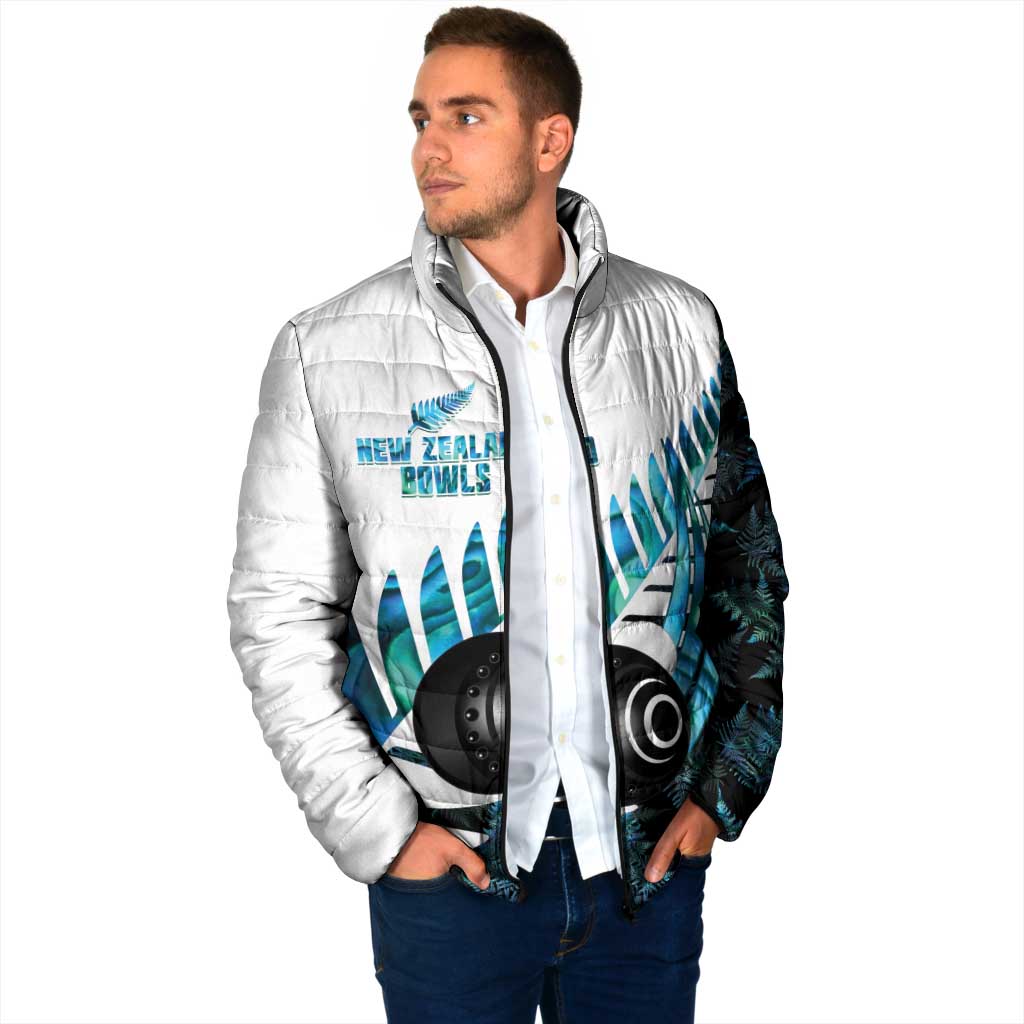 New Zealand Lawn Bowls Custom Padded Jacket Aotearoa Silver Fern Paua Shell - Polynesian Pride