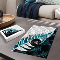 New Zealand Lawn Bowls Custom Puzzle Aotearoa Silver Fern Paua Shell - Polynesian Pride