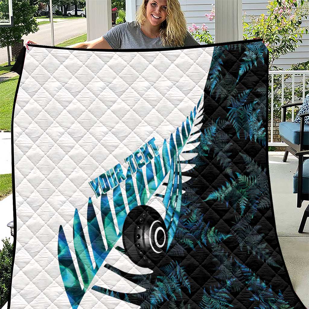New Zealand Lawn Bowls Custom Quilt Aotearoa Silver Fern Paua Shell LT14 Black - Polynesian Pride
