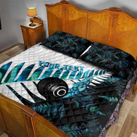 New Zealand Lawn Bowls Custom Quilt Bed Set Aotearoa Silver Fern Paua Shell - Polynesian Pride