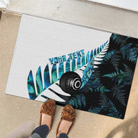 New Zealand Lawn Bowls Custom Rubber Doormat Aotearoa Silver Fern Paua Shell - Polynesian Pride