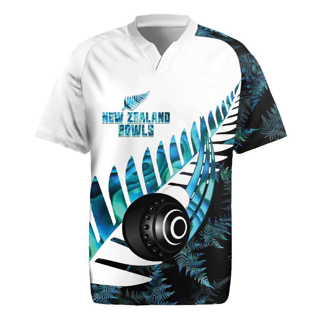 New Zealand Lawn Bowls Custom Rugby Jersey Aotearoa Silver Fern Paua Shell LT14 Black - Polynesian Pride