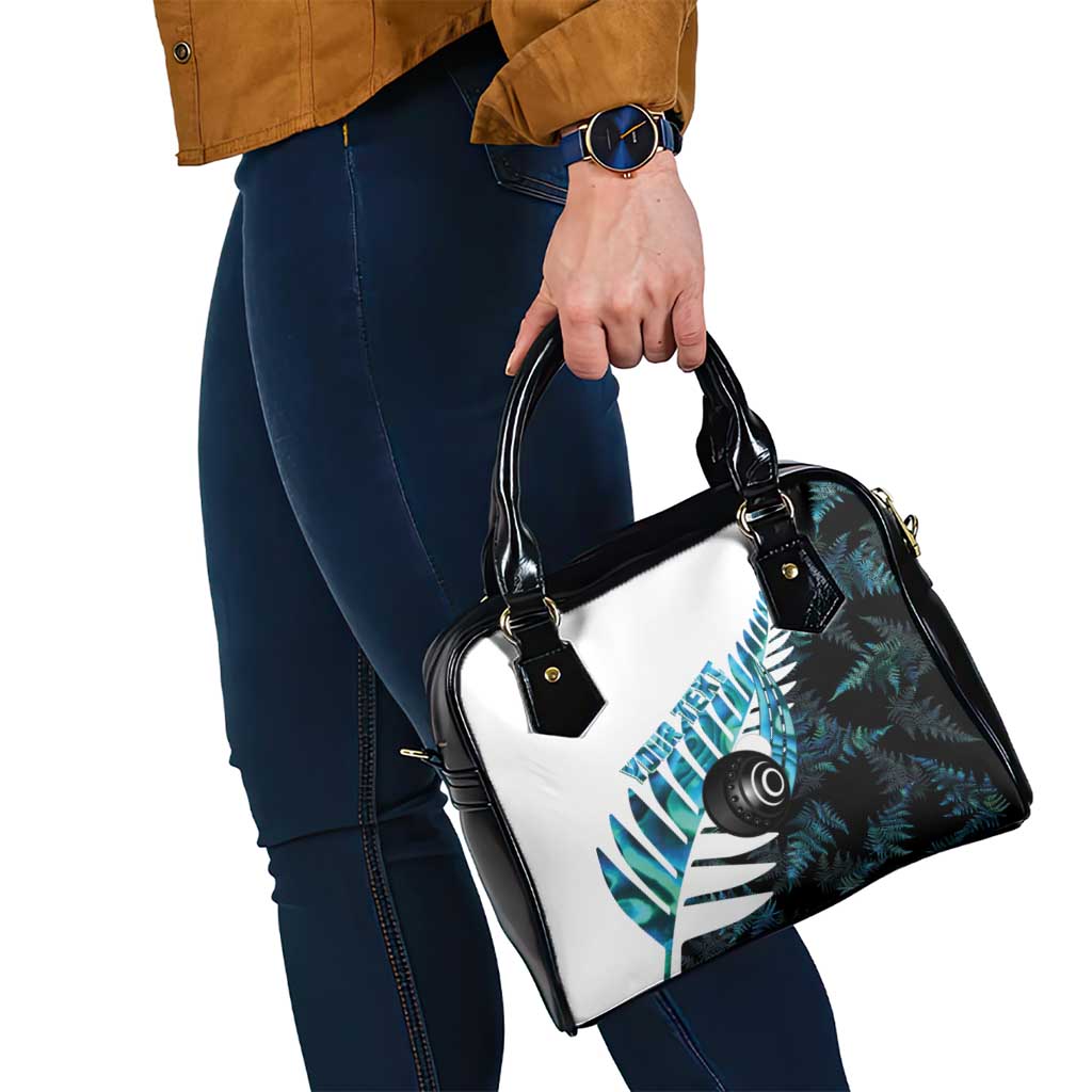 New Zealand Lawn Bowls Custom Shoulder Handbag Aotearoa Silver Fern Paua Shell - Polynesian Pride