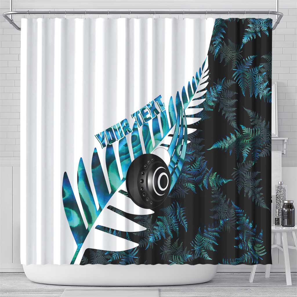New Zealand Lawn Bowls Custom Shower Curtain Aotearoa Silver Fern Paua Shell - Polynesian Pride