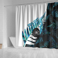 New Zealand Lawn Bowls Custom Shower Curtain Aotearoa Silver Fern Paua Shell - Polynesian Pride
