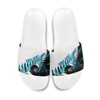 New Zealand Lawn Bowls Custom Slide Sandals Aotearoa Silver Fern Paua Shell - Polynesian Pride