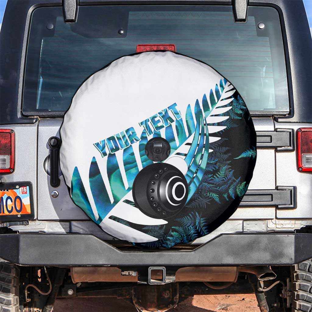 New Zealand Lawn Bowls Custom Spare Tire Cover Aotearoa Silver Fern Paua Shell - Polynesian Pride