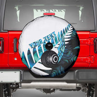 New Zealand Lawn Bowls Custom Spare Tire Cover Aotearoa Silver Fern Paua Shell - Polynesian Pride