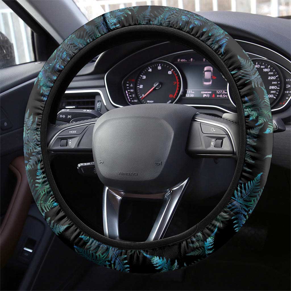 New Zealand Lawn Bowls Steering Wheel Cover Aotearoa Silver Fern Paua Shell - Polynesian Pride