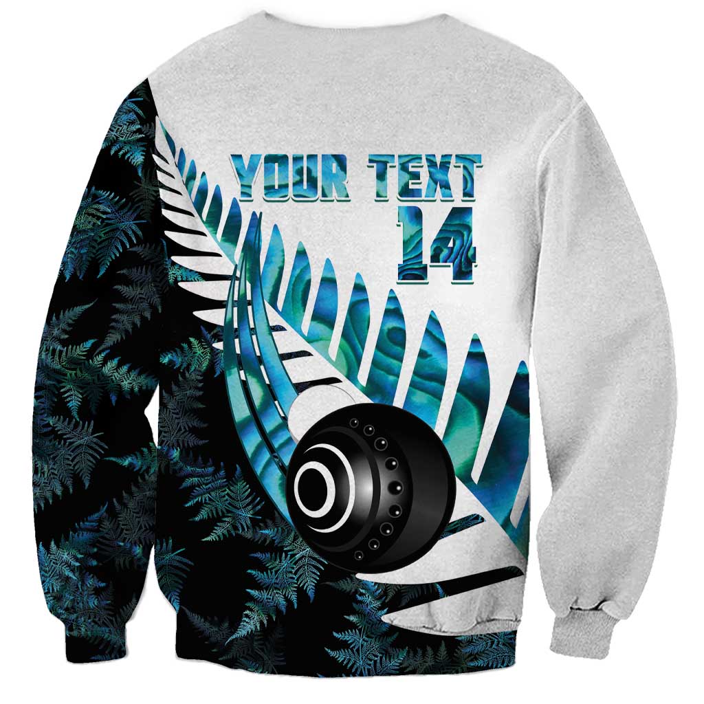 New Zealand Lawn Bowls Custom Sweatshirt Aotearoa Silver Fern Paua Shell - Polynesian Pride