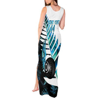 New Zealand Lawn Bowls Custom Tank Maxi Dress Aotearoa Silver Fern Paua Shell - Polynesian Pride